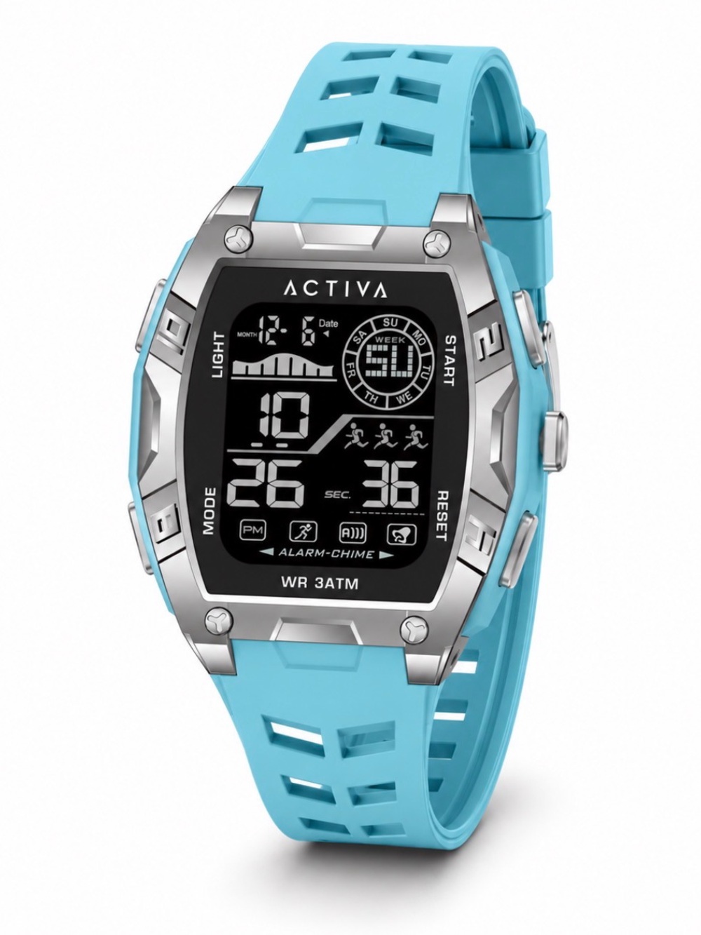 NWT Activa Zalix X Invicta Digital Men Watch 46mm Light Blue Silver ACW8130-002